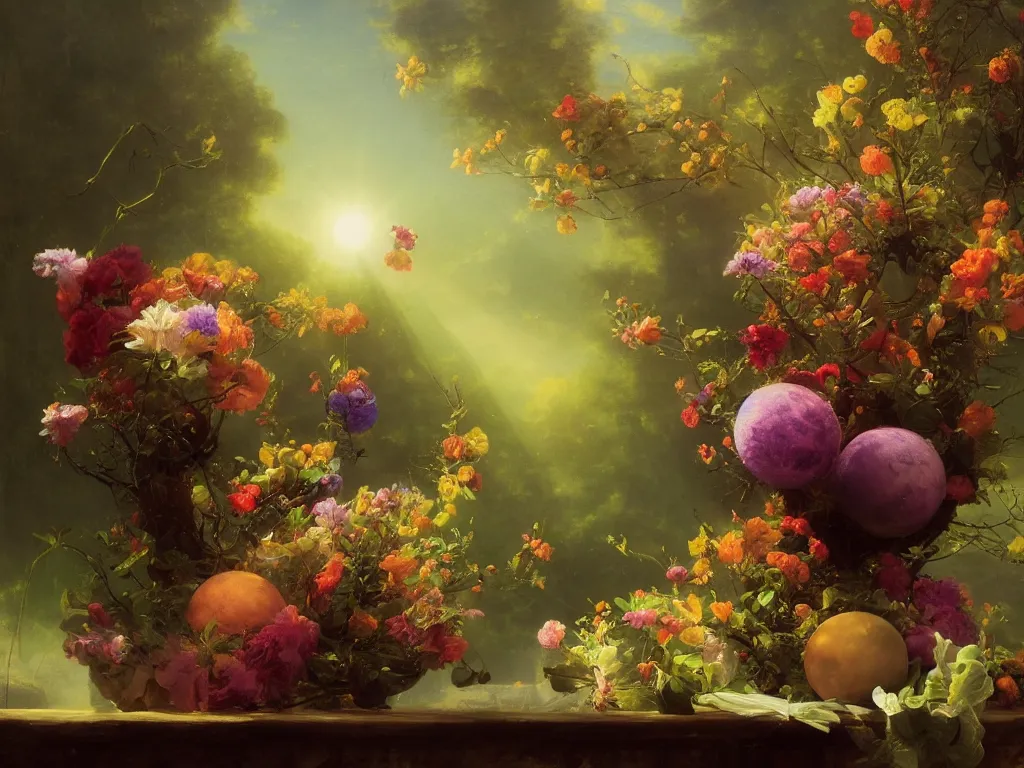 Prompt: 3d render, Sunlight Study, The orb of springtime by Jan Davidsz de Heem and ((((((((Ivan Aivazovsky)))))))) and (((Lisa Frank))), Art Nouveau, 8k, extreme detail, sharp focus, octane render