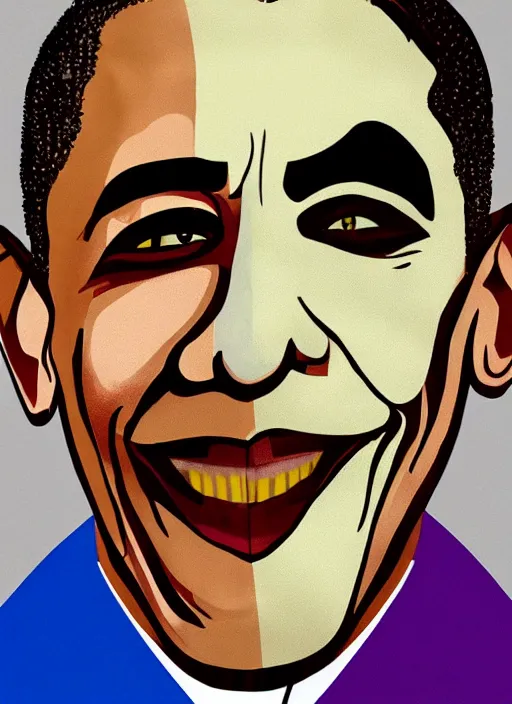 Image similar to barack obama as the joker in the style of ernst ludwig kirchner