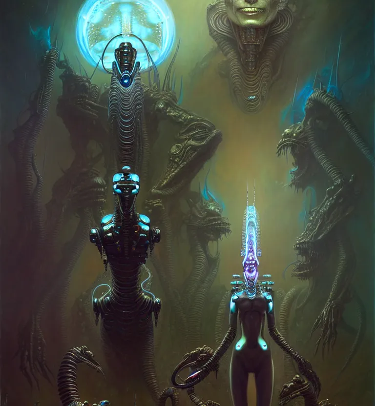 Image similar to gemini fantasy alien character portrait, ultra realistic, wide angle, intricate details, blade runner artifacts, highly detailed by peter mohrbacher, wayne barlowe, boris vallejo, hajime sorayama aaron horkey, gaston bussiere, craig mullins