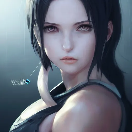 Image similar to kerli koiv as tifa lockhart, character headshot concept art, sharp, digital matte painting, art by artgerm, greg rutkowski, wlop, dramatic lighting, trending on artstation