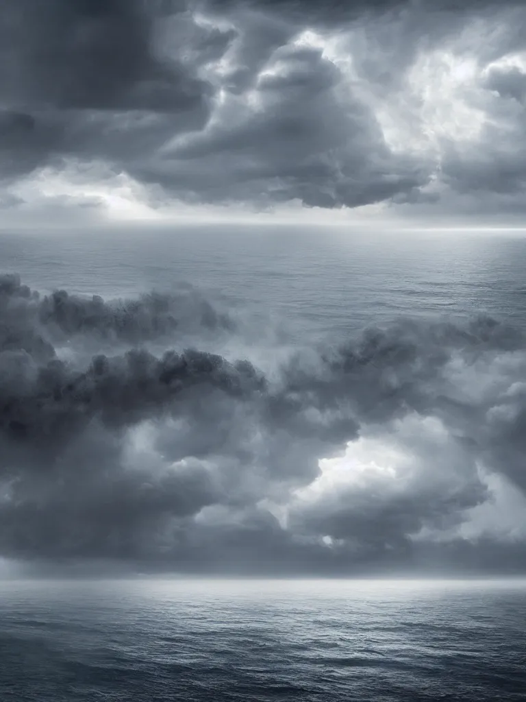 Prompt: detailed sea, layers, very detailed super storm, hyper realistic, impressive, very atmospheric, smoke boiling, cinematic, deep, very high complexity, stunning, masterpiece, weather photography, very detailed. 4 k