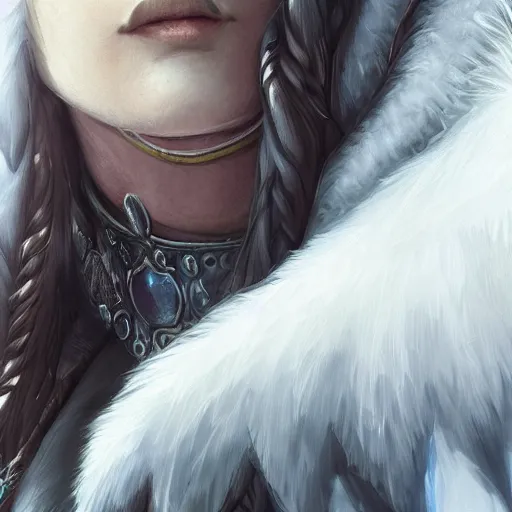 Image similar to highly detailed close up portrait of Skadi, goddess of winter, digital art, concept art, character art, studio lightning, bright colors, intricate, masterpiece, photorealistic, hiperrealistic, sharp focus, high contrast, Artstation HQ, DeviantArt trending, 4k UHD, Unreal Engine 5