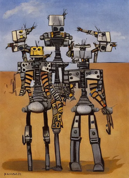 Image similar to warrior robots by Paul Nash