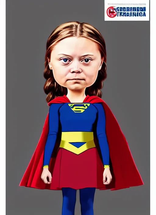 Prompt: greta thunberg as a supergirl mark ryden doll, detailed digital art, trending on Artstation