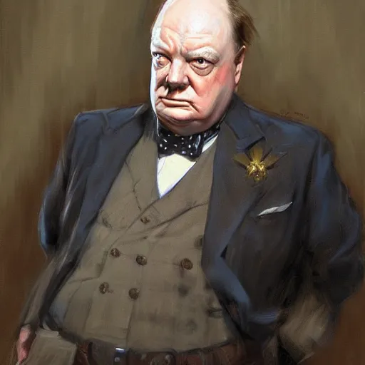 Prompt: Winston Churchill as a fantasy D&D character, portrait art by Donato Giancola and James Gurney, digital art, trending on artstation