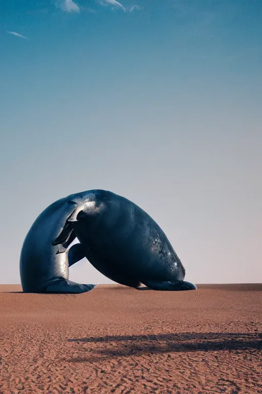 Image similar to 🐋🤖🦕👽🐳 in desert, photography by bussiere rutkowski andreas roch, 1 6 k