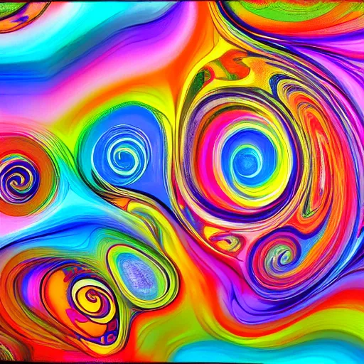 Image similar to fluoralescent patterns swirling through space, twirling, acrylic on canvas, colorful, highly detailed, amazing masterpiece