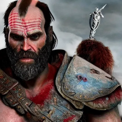 Image similar to jim carrey in god of war