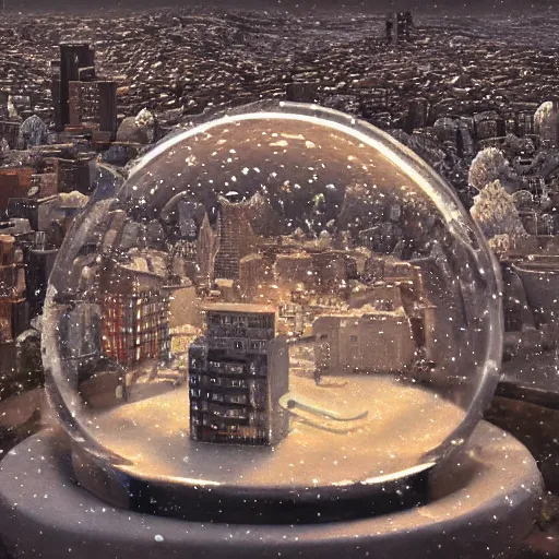 Image similar to snow globe of buenos aaires city, artstation, photorealism