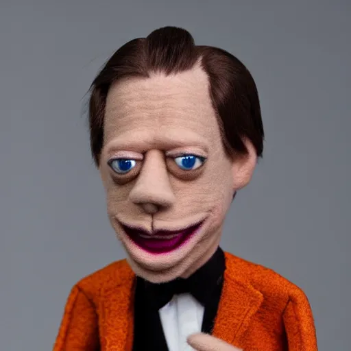 Image similar to steve buscemi as a muppet. highly detailed felt. hyper real photo. 4 k.