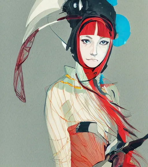 Image similar to jakub rebelka painting of an anime woman