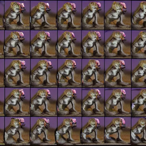 Image similar to 20 frame sprite sheet of a sideways monkey running, 8k, highly detailed, highly intricate,