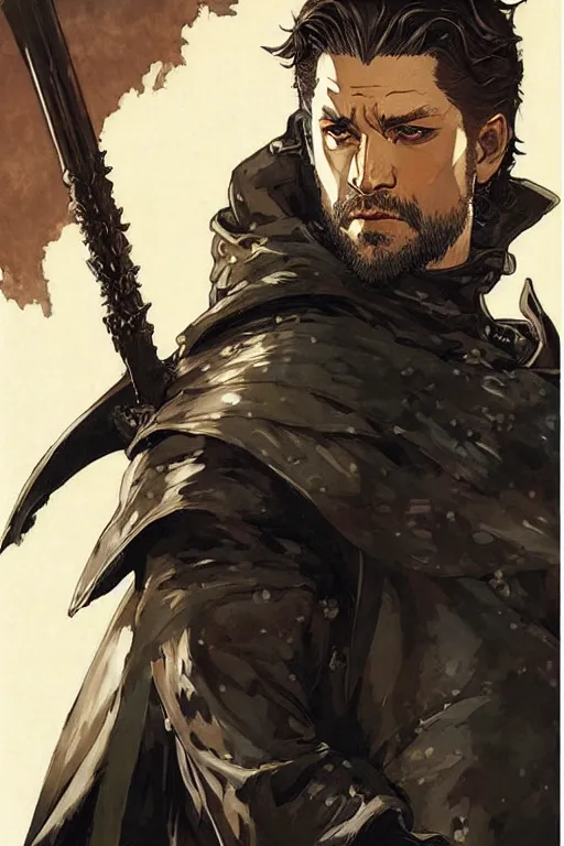 Prompt: attractive man, game of thrones, painting by j. c. leyendecker, yoji shinkawa, katayama bokuyo