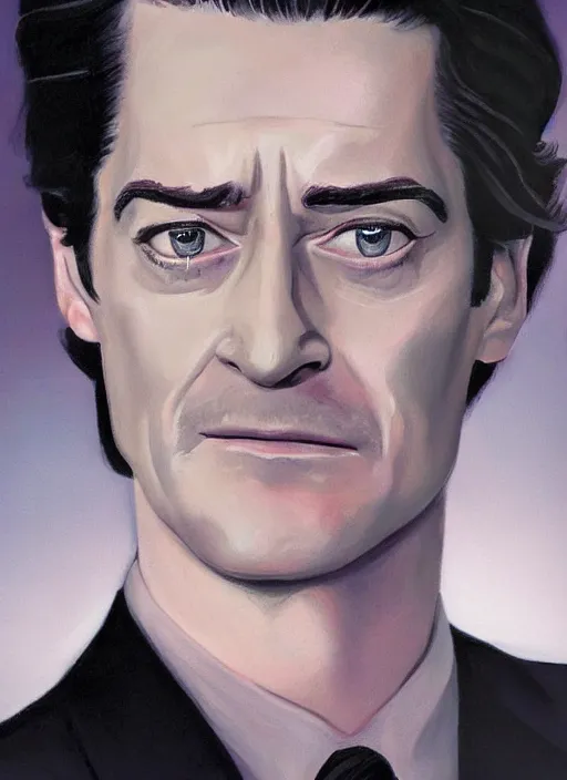 Image similar to portrait of kyle maclachlan as dale cooper by alex horley