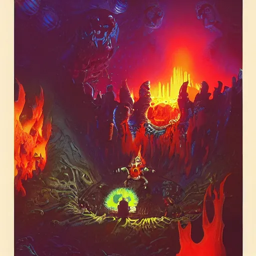 Image similar to peter griffin in hell by paul lehr and moebius