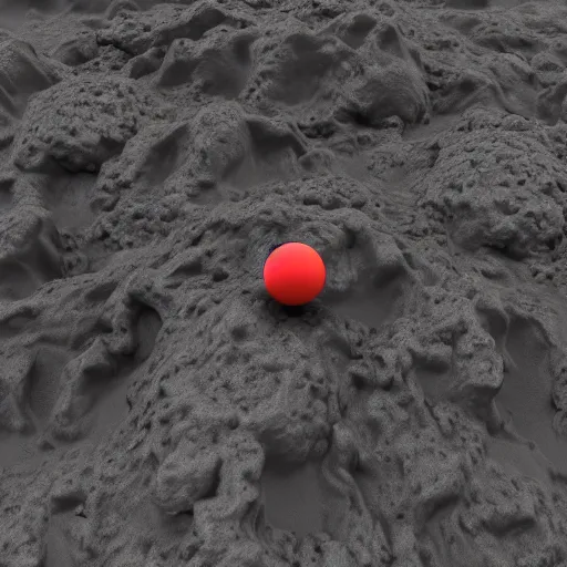 Image similar to a ball made of humans floating above lava, 3D render