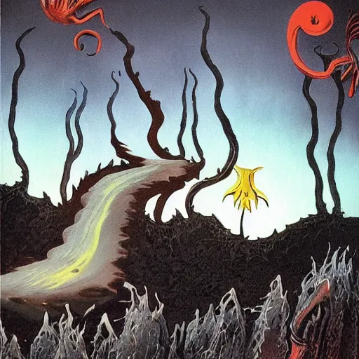 dark fantasy painting of a landscape by dr seuss | | Stable Diffusion ...