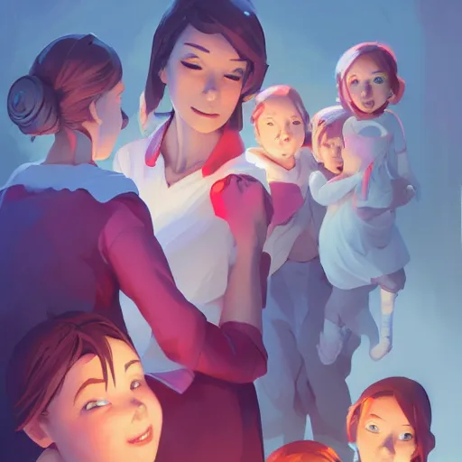 Prompt: a mother with her five daughters, beautiful faces, behance hd by jesper ejsing, by rhads, makoto shinkai and lois van baarle, ilya kuvshinov, rossdraws global illumination