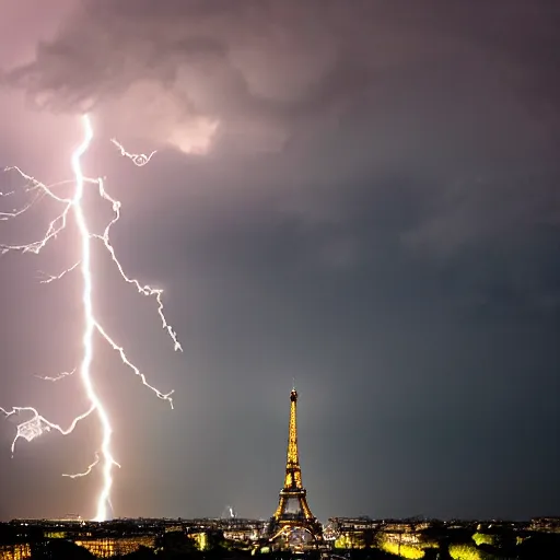 Image similar to the eiffel tower during a lightning storm