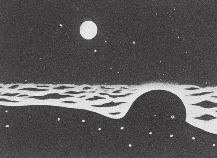 Prompt: a snail on the beach under the moon, by mc escher