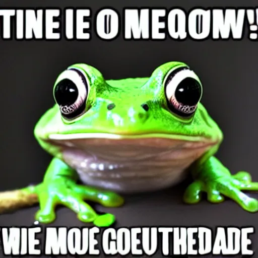 Image similar to A cute frog wishes you goodnight. Meme.