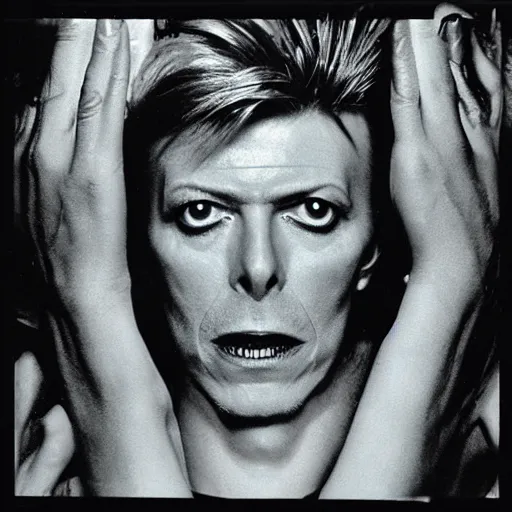 Prompt: David Bowie underwater, album cover