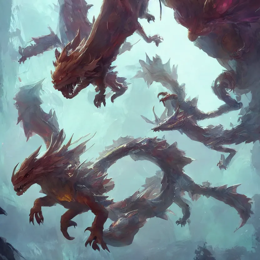 Image similar to a beautiful painting of a pokemon dragon. character design by cory loftis, fenghua zhong, ryohei hase, ismail inceoglu and ruan jia. artstation, volumetric light, detailed, photorealistic, fantasy, rendered in octane