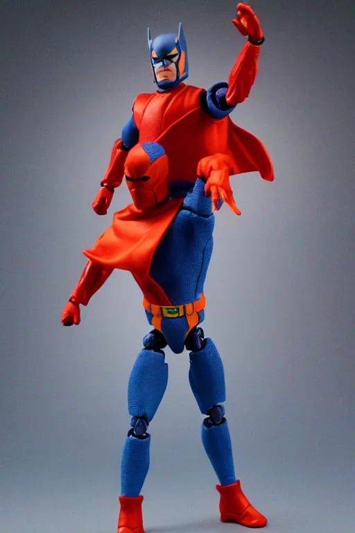 Image similar to product photo of kenner action figure, 5 points of articulation, sci fi, superhero, perfect human proportions, t - pose, studio lighting