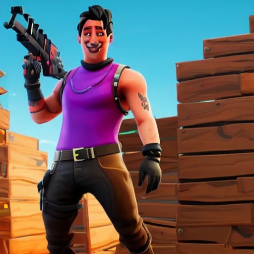 Prompt: In-game screenshot of Markiplier in fortnite