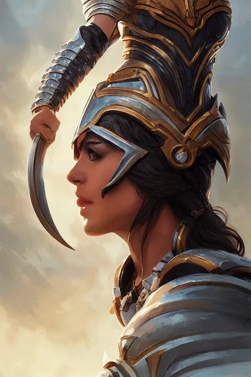 Image similar to amazon valkyrie athena, d & d, fantasy, portrait, highly detailed, headshot, digital painting, trending on artstation, concept art, sharp focus, illustration, art by artgerm and greg rutkowski and magali villeneuve