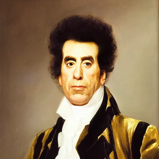 Prompt: cosmo kramer, portrait by gilbert stuart