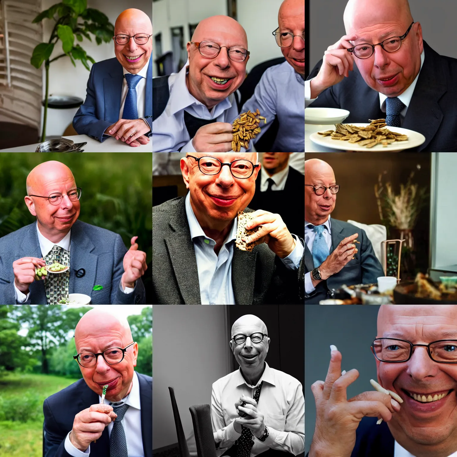 Prompt: klaus schwab eating bugs