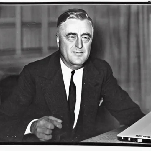 Image similar to 1932 photo of Franklin Roosevelt shows he did in fact own a macbook pro