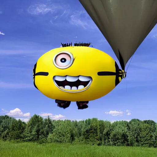 Image similar to minion blimp realistic photo