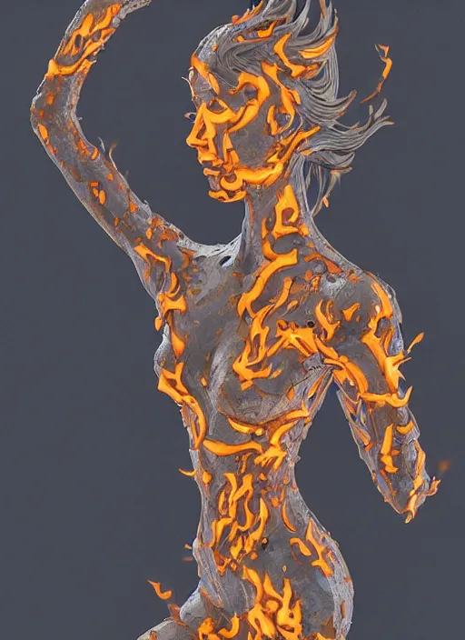 Image similar to sculpture made of flame, portrait, female, future, torch, fire, harper's bazaar, vogue, fashion magazine, intricate, concept art, close up, ornate, luxury, elite, elegant, trending on artstation, by ruan jia, by Kenneth Willardt, by ross tran, by WLOP, by Andrei Riabovitchev,