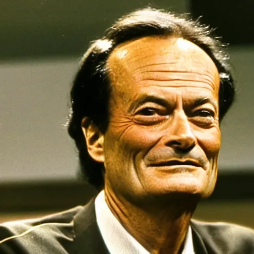 Image similar to Richard Feynman being disappointed by the fact that he bought some shitcoins on some shady cryptocurrency exchange