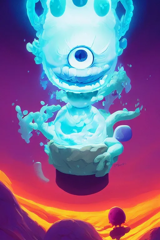 Image similar to smurf ghost creature animal sushi cristal very big eye roots cactus elemental flush of force nature micro world fluo fishscale, behance hd by jesper ejsing, by rhads, makoto shinkai and lois van baarle, ilya kuvshinov, rossdraws radiating a glowing aura global illumination ray tracing hdr