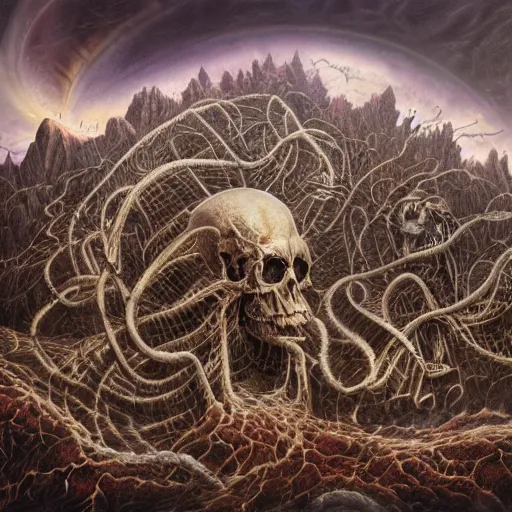 Image similar to death metal album artwork by Dan Seagrave
