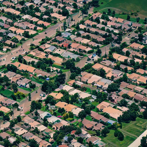 Image similar to american suburb, dark souls landscape, aerial photography