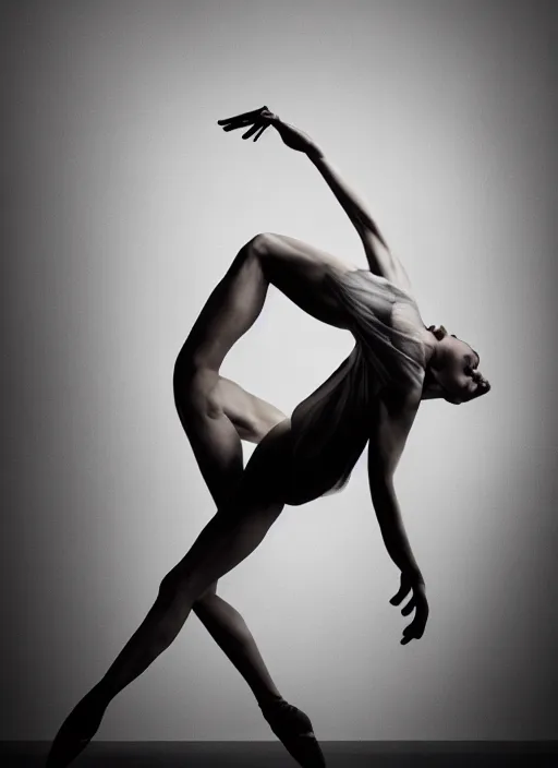 Image similar to a photorealistic dramatic hyperrealistic render of a glamorous beautiful female dancer by ken brower and deborah ory of nyc dance project, lois greenfield, flowing cloth and smoke, beautiful dynamic dramatic dark moody lighting, beautiful face volumetric, shadows, artgerm, cinematic atmosphere, octane render, 8 k