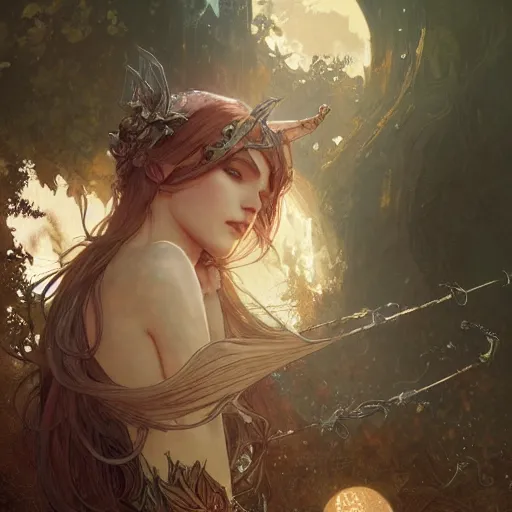 Prompt: beautiful angelic seductive witch, fantasy, intricate, cinematic lighting, highly detailed, digital painting, artstation, smooth, sharp focus, illustration, art by Akihiko Yoshida, Greg Rutkowski and Alphonse Mucha, by Pixar