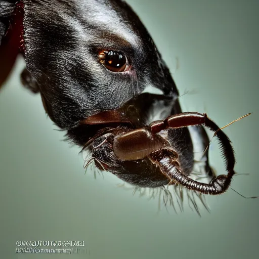 Image similar to a hybrid between a dog and an ant, photography, award - winning, national geographic channel, discovery channel, 8 k, macrophotography, close up, pentax 1 0 0 0 k