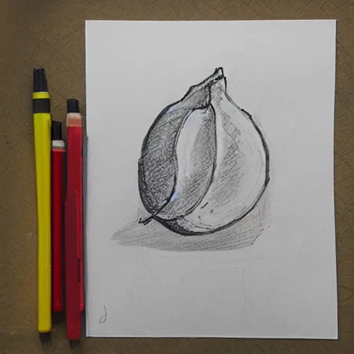 Image similar to professional liner sketch of a lemon