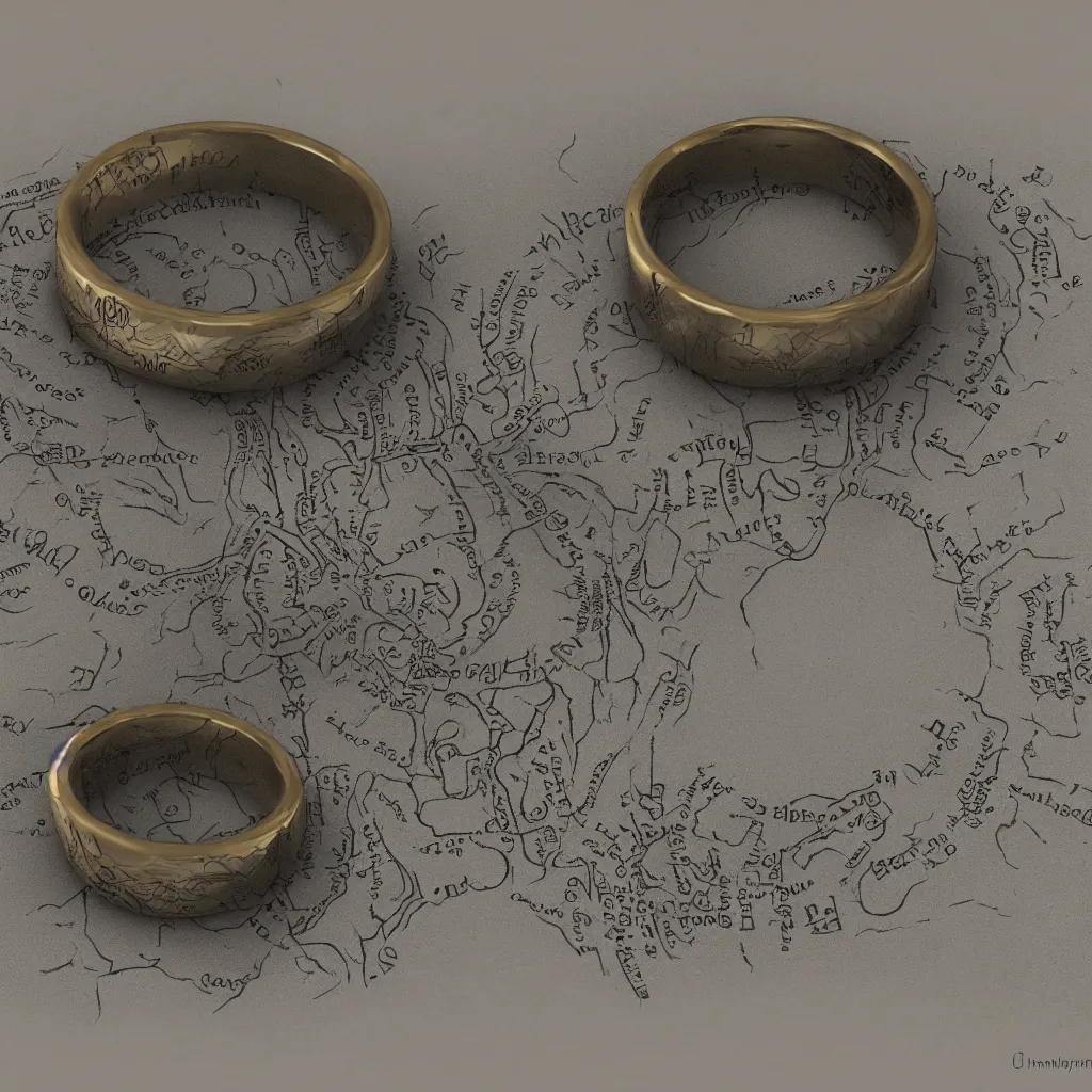 Image similar to the ring from lord if the rings with an imprinted ruler, cm scale imprinted on the inside of the ring, one ring to rule them all, highly detailed, 8 k, trending on artstation, mystic, rpg artwork