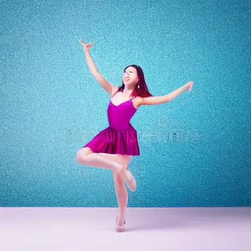 Image similar to tiktok dancing beautiful young woman on gradient background, studio photo, highly detailed