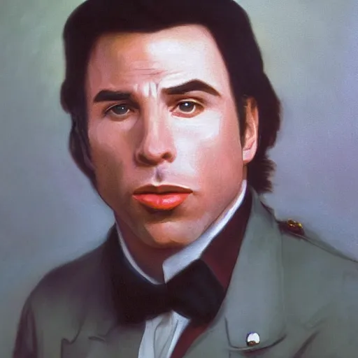 Image similar to Painting of John Travolta as Forrest Gump. Art by william adolphe bouguereau. During golden hour. Extremely detailed. Beautiful. 4K. Award winning.