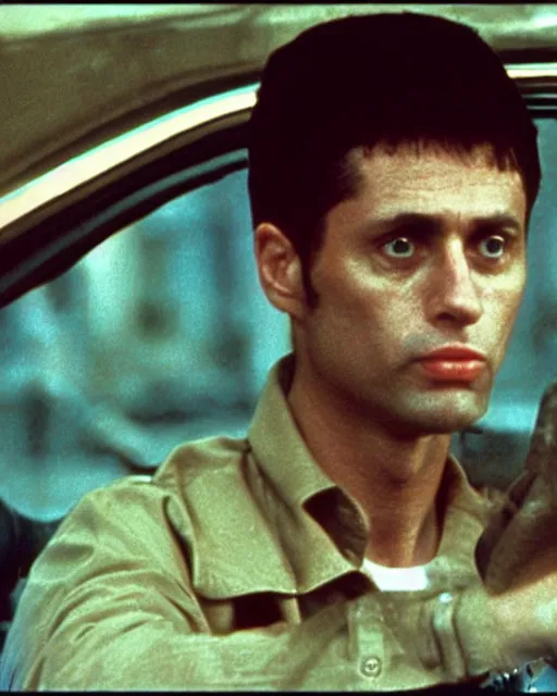 Image similar to film still close - up shot of bill clinton as travis bickle from the movie taxi driver. photographic, photography