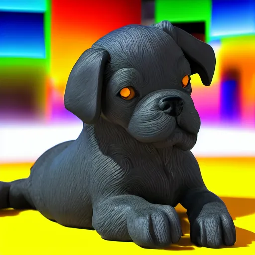 Image similar to puppy as a DJ, statue, 4k, volumetric lighting, hyper realistic