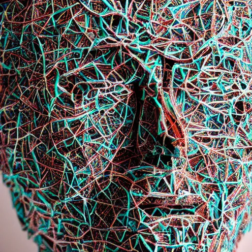 Image similar to consciousness emerging in large language model artificial intelligence. canon 5 d 5 0 mm lens. intricate papier - mache
