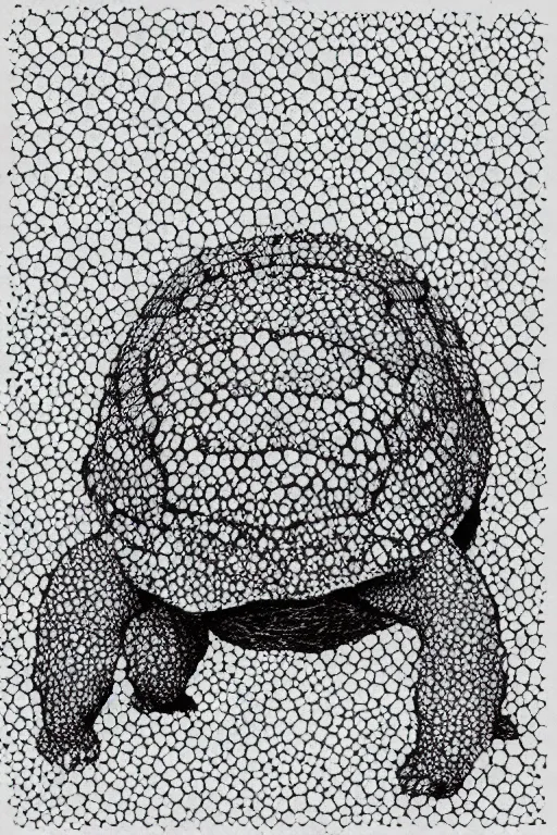 Prompt: “ ink drawing of a menstruating tortoise against a dark background, pointillism, vivid depiction of painful menstrual cramps ”